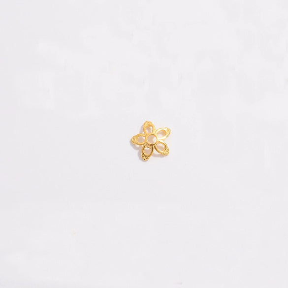 Sterling Silver Goldplated Hollow Flower Holder Petal Beaded Diy Handmade Bracelet Spacer Beads