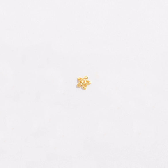 Sterling Silver Goldplated Hollow Flower Holder Petal Beaded Diy Handmade Bracelet Spacer Beads
