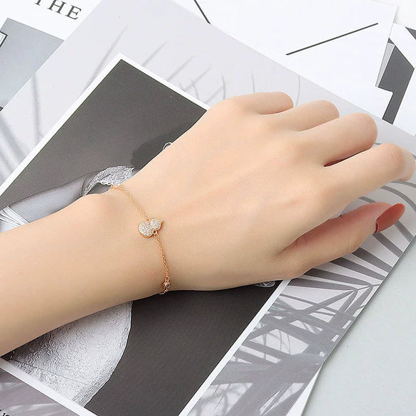 925 Sterling Silver Gourd Shaped Diamond Encrusted Women's Bracelet Electroplated Hand Jewelry