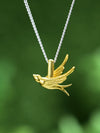 925 Sterling Silver Handmade Swallow Animal Zodiac Earrings With Pendant Electroplated