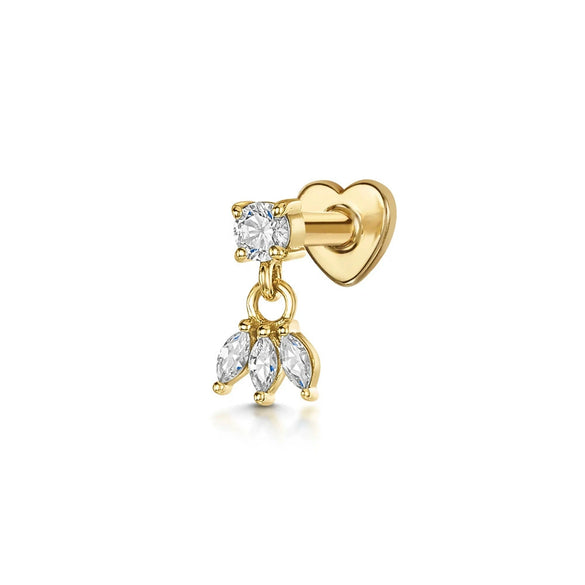 925 Sterling Silver Heart And Eightpointed Star Piercing Earrings With Geometric Elements And Zirconia Inlay