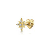 925 Sterling Silver Heart And Eightpointed Star Piercing Earrings With Geometric Elements And Zirconia Inlay