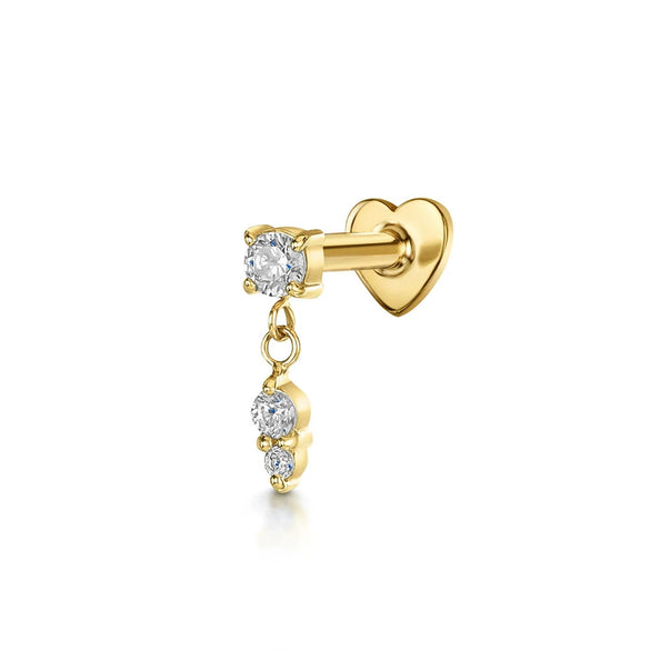 925 Sterling Silver Heart And Eightpointed Star Piercing Earrings With Geometric Elements And Zirconia Inlay