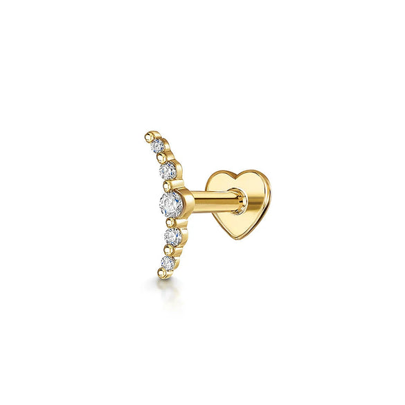 925 Sterling Silver Heart And Eightpointed Star Piercing Earrings With Geometric Elements And Zirconia Inlay