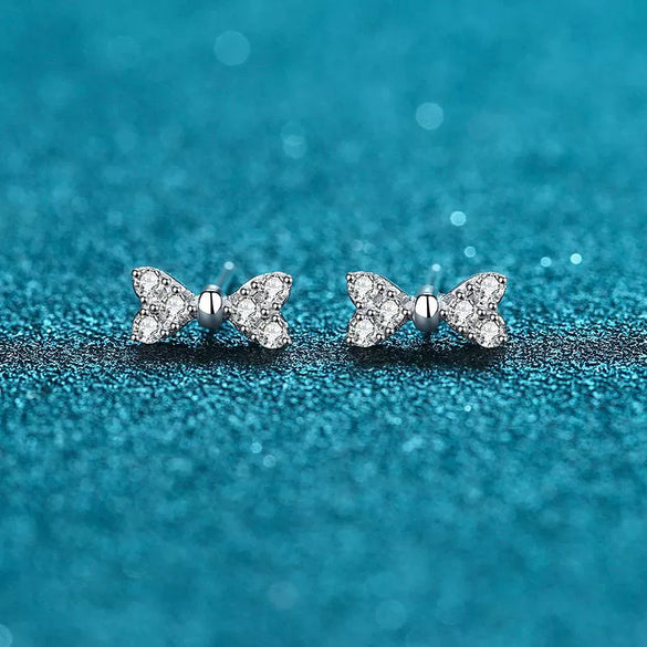 925 Sterling Silver Heart Bow Earrings With Freshwater Pearl And Floral Style Electroplated Design For Women