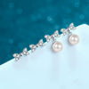 925 Sterling Silver Heart Bow Earrings With Freshwater Pearl And Floral Style Electroplated Design For Women