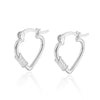 Sterling Silver Heart Earrings Microinlaid Zircon Seiko Design