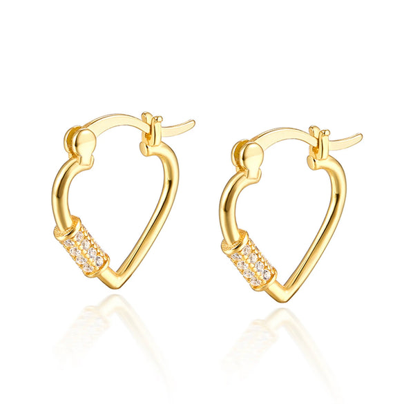 Sterling Silver Heart Earrings Microinlaid Zircon Seiko Design