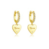 925 Sterling Silver Heart Geometric Pattern Pendant Earrings With Zircon Inlay Fashion Trendy Versatile Classic Hoop Earrings For Women With Platinum Or 18K Gold Electroplating