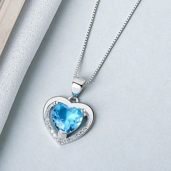 925 Sterling Silver Heart Pendant Necklace Electroplated Simple Trendy Collarbone Chain Gift For Women And Couples