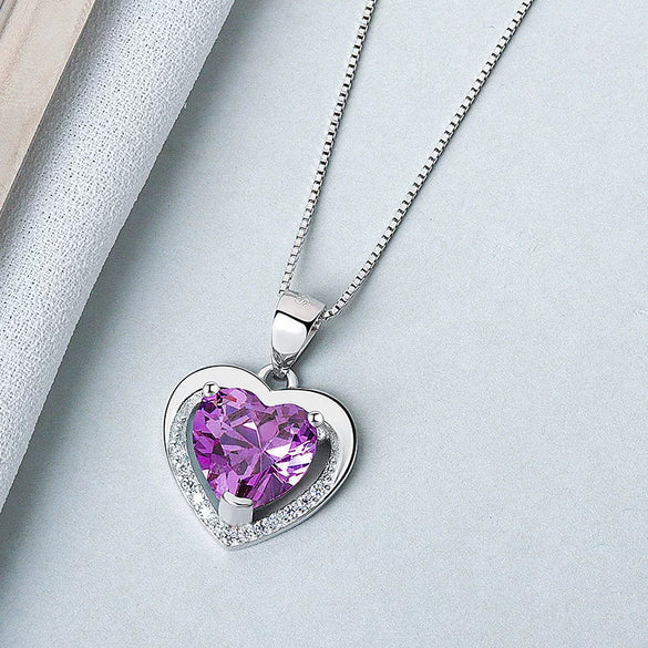 925 Sterling Silver Heart Pendant Necklace Electroplated Simple Trendy Collarbone Chain Gift For Women And Couples