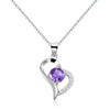 Sterling Silver Heart Pendant Necklace With Mixed Gem Inlay Electroplated Simple Fashion Jewelry