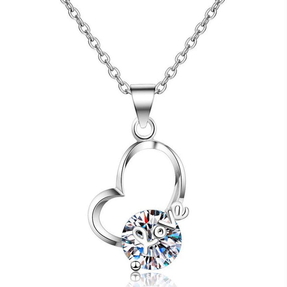 Sterling Silver Heart Pendant Necklace With Ochain And Electroplated Finish For Women