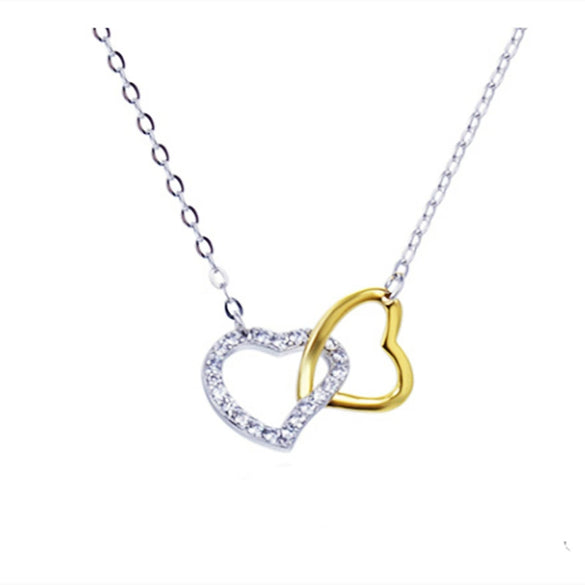 925 Sterling Silver Heart Pendant Necklace With Zircon Accents For Women Fashion Jewelry