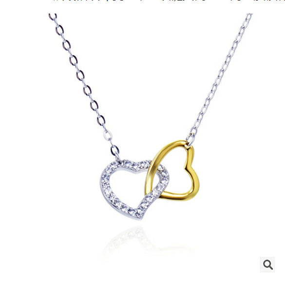 925 Sterling Silver Heart Pendant Necklace With Zircon Accents For Women Fashion Jewelry