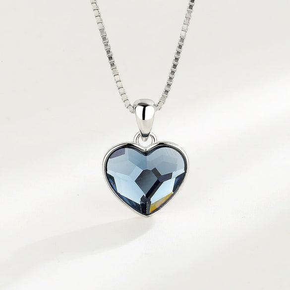 925 Sterling Silver Heart Pendant Necklace With Zircon Electroplated Heart Shaped Cross Chain Fashion Clavicle Necklace Gift