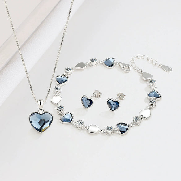 925 Sterling Silver Heart Pendant Necklace With Zircon Electroplated Heart Shaped Cross Chain Fashion Clavicle Necklace Gift