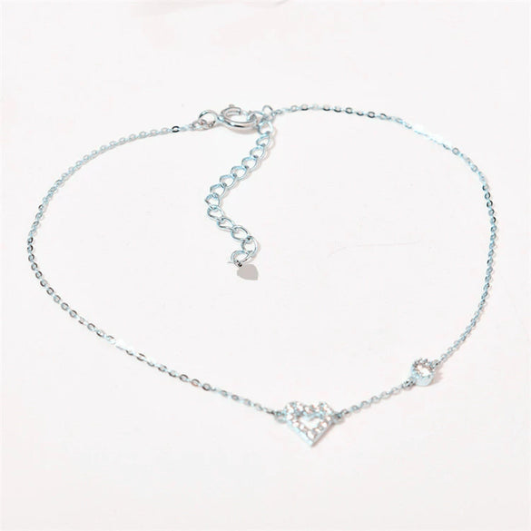 Sterling Silver Heart Shaped Diamond Plated Women's Bracelet