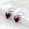 925 Sterling Silver Heart Shaped Earrings With Red Heart Stone Fashion Jewelry For Women And Men