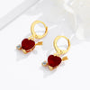 925 Sterling Silver Heart Shaped Earrings With Red Heart Stone Fashion Jewelry For Women And Men
