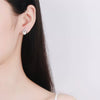 925 Sterling Silver Heart Shaped Freshwater Pearl And Moissanite Earrings With Electroplated Light Luxury Floral Style