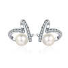 925 Sterling Silver Heart Shaped Freshwater Pearl And Moissanite Earrings With Electroplated Light Luxury Floral Style