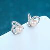 925 Sterling Silver Heart Shaped Freshwater Pearl And Moissanite Earrings With Electroplated Light Luxury Floral Style