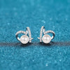 925 Sterling Silver Heart Shaped Freshwater Pearl And Moissanite Earrings With Electroplated Light Luxury Floral Style