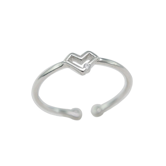 Sterling Silver Heart Shaped Love Ring With Electroplated Light Luxury Simple Style For Women And Girls