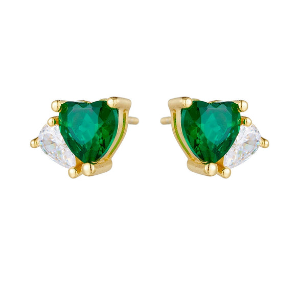 Sterling Silver Heart Shaped Zircon Inlaid Stud Earrings For Women