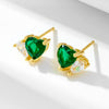 Sterling Silver Heart Shaped Zircon Inlaid Stud Earrings For Women