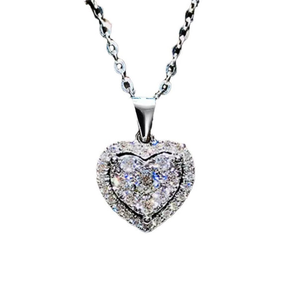 Sterling Silver Heartshaped Diamond Necklace O Chain