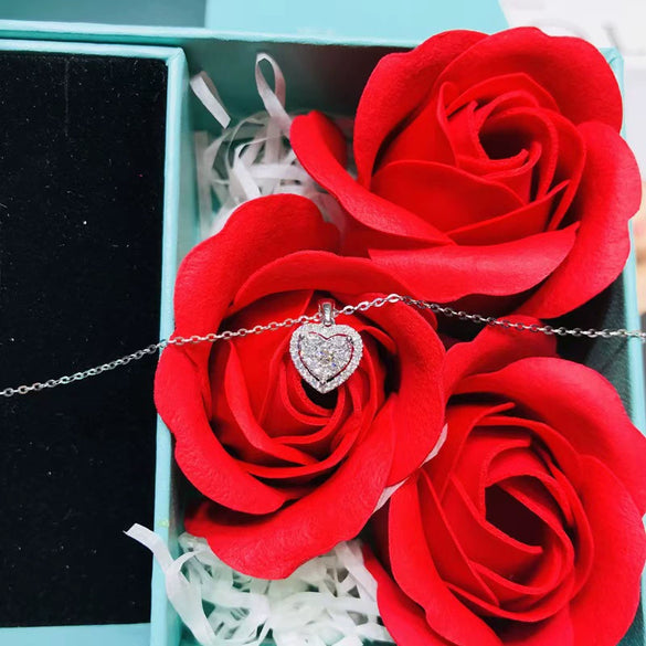 Sterling Silver Heartshaped Diamond Necklace O Chain