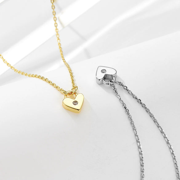 Sterling Silver Heartshaped Zircon Clavicle Chain Necklace