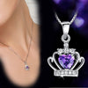Sterling Silver Heartshaped Zircon Crown Pendant Necklace Elegant Electroplated Women's Jewelry For Wholesale