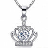 Sterling Silver Heartshaped Zircon Crown Pendant Necklace Elegant Electroplated Women's Jewelry For Wholesale