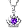 Sterling Silver Heartshaped Zircon Crown Pendant Necklace Elegant Electroplated Women's Jewelry For Wholesale
