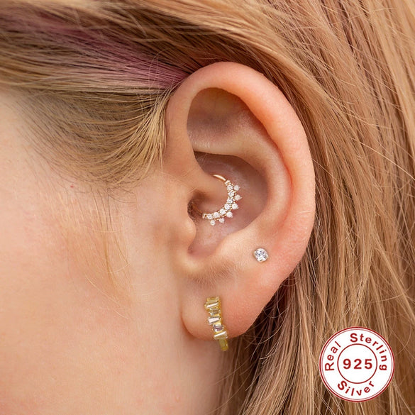 Sterling Silver 925 Hiphop Cartilage Puncture Earrings Nose Ring Lip Ring Body Jewelry Antiallergy Geometric Electroplated For Female And Male