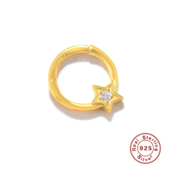 Sterling Silver 925 Hiphop Cartilage Puncture Earrings Nose Ring Lip Ring Body Jewelry Antiallergy Geometric Electroplated For Female And Male