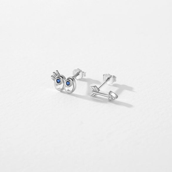 925 Sterling Silver Hollow Eyes Eyelash Arrow Women's Fashion Asymmetric Earrings With Diamond Design