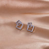 Sterling Silver Hollow Geometric Square Earrings With Zircon Accents Simple Electroplated Women's Jewelry