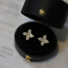 Sterling Silver Hydrangea Flower Earrings Plated With 14K Gold Inlaid With Diamonds