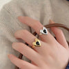 Sterling Silver IG Style Casual Inlay Heart Shape Agate Adjustable Ring