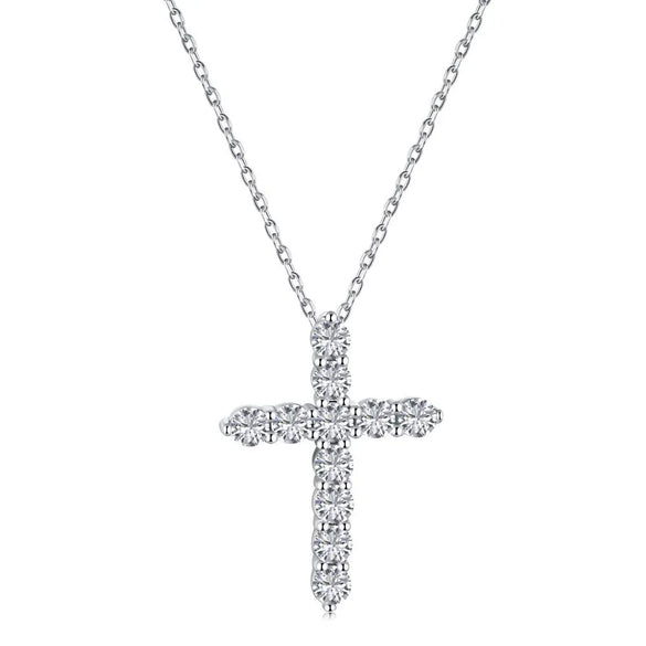 Sterling Silver IG Style Modern Style Plating Inlay Geometric Cross Zircon Pendant Necklace
