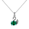 Sterling Silver IG Style Sweet Water Ripples Inlay Swan Lab-Grown Gemstone Pendant Necklace
