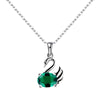Sterling Silver IG Style Sweet Water Ripples Inlay Swan Lab-Grown Gemstone Pendant Necklace