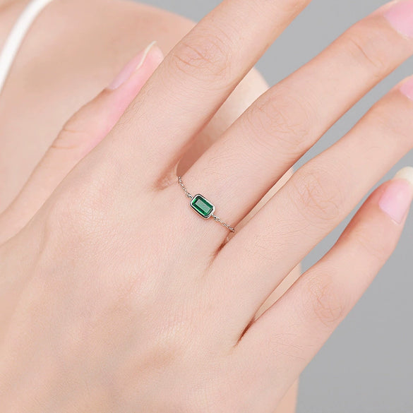 Sterling Silver Inlaid Zircon Ring Geometric Original Design Jewelry