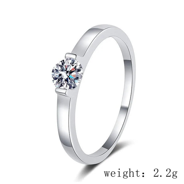 Sterling Silver Inlay Round Moissanite High Carbon Diamond Rings