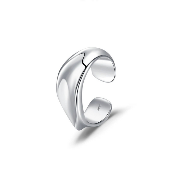 925 Sterling Silver Ins Shaped Liquid Metal Ear Clip Earring For Girls With Electroplating