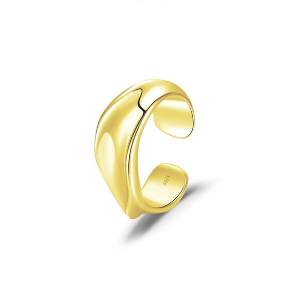 925 Sterling Silver Ins Shaped Liquid Metal Ear Clip Earring For Girls With Electroplating